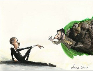 obama iran ahmadinejad cartoon