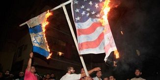 burning us israel flags