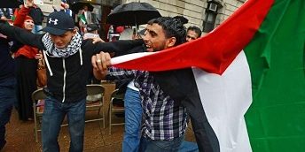 palestinian flag raising