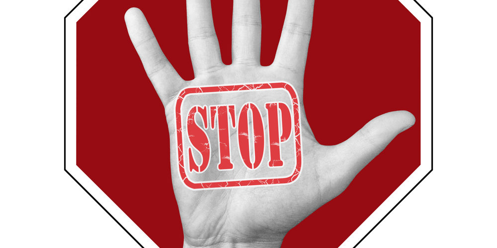 Stop anti-Semitism conceptual illustration. Open hand with the text stop anti-Semitism